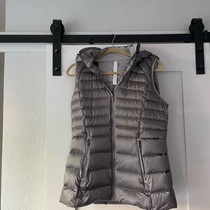 Lemon Light Gray Quilted Down Jacket with Hood